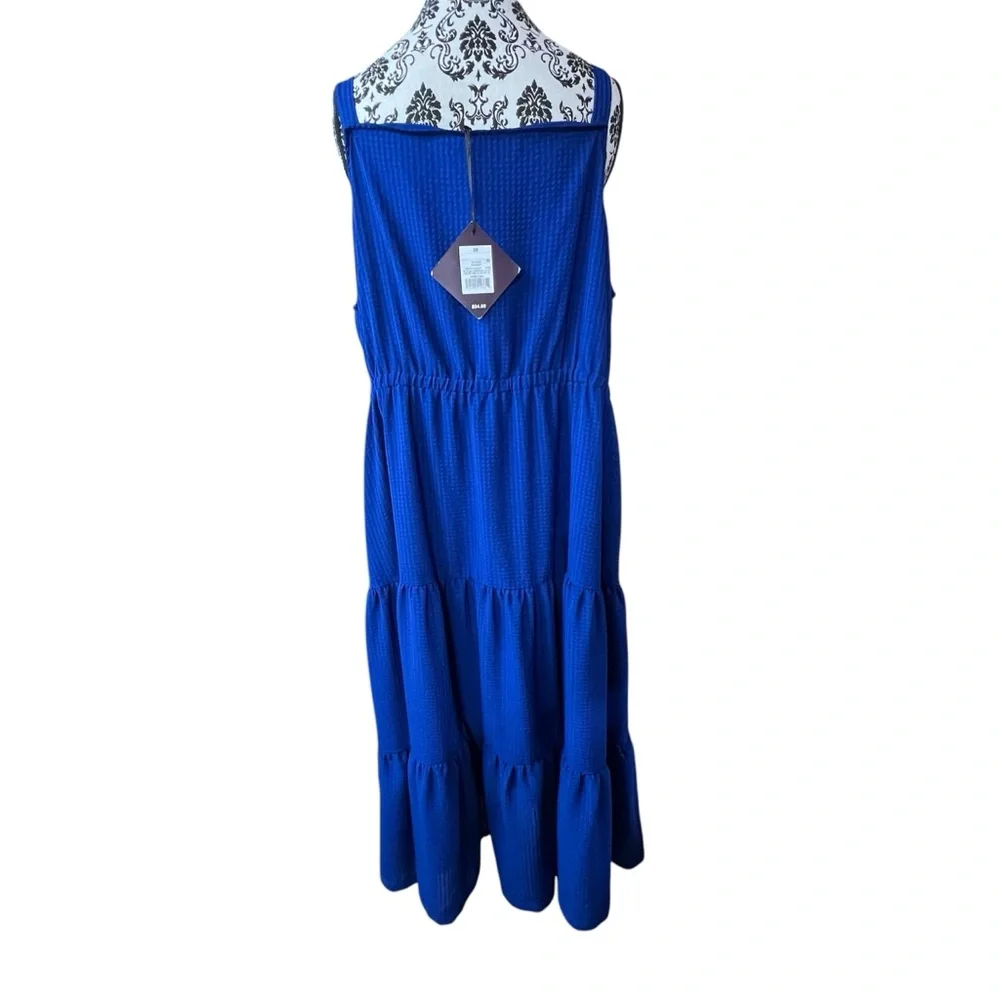 Ava & Viv Women’s Boho Tiered Maxi Dress - Size 2X Checked Coastal Beachy Chic - Picture 4 of 10